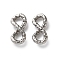 304 Stainless Steel Textured Infinity Linking Rings, Stainless Steel Color, 11.5x5.5x3.5mm, Hole: 2.5x2mm