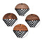 Resin & Walnut Wood Pendants, Flat Round with Stripe, Black, 35x2~3mm, Hole: 2mm