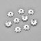 201 Stainless Steel Bead Caps, Flower, Multi-Petal, Silver, 7x1.5mm, Hole: 1mm