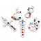 Vintage Chakra Jewelry Brass Natural & Synthetic Mixed Stone Pendants, Mixed Style, Platinum, 37~70x18~34x4~5mm, Hole: 5x8mm