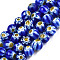Round Millefiori Glass Beads Strands, Royal Blue, 6mm, Hole: 1mm, about 67pcs/strand, 14.7 inch