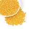 Transparent Glass Seed Beads, Glazing Style, Round, FireBrick, 4~4.5mm, Hole: 1mm, about 4090pcs/pound