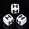 Letter Acrylic Beads, Cube, White, Letter H, Size: about 7mm wide, 7mm long, 7mm high, hole: 3.5mm, about 2000pcs/500g