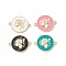 Rack Plating Brass Enamel Connector Charms, Flat Round Links with Boy, Real 18K Gold Plated, with Glitter Powder, Long-Lasting Plated, Lead Free & Cadmium Free, Mixed Color, 17x22x4mm, Hole: 1.6mm
