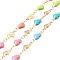 Ion Plating(IP) Stainless Steel Heart Link Chains with Colorful Enamel, Soldered, with Spool, Golden, 12x6x2mm, 12x6x0.3mm