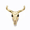 Brass Micro Pave Black Cubic Zirconia Beads, Cadmium Free & Lead Free, Cattle Skull, Golden, 20x18.5x5mm, Hole: 1.5mm