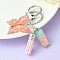 Resin & Acrylic Keychains, with Alloy Split Key Rings and Faux Suede Tassel Pendants, Letter & Butterfly, Random Gradient Color, Letter I, 8.6cm