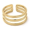 304 Stainless Steel Open Cuff Rings, Triple Line, Golden, Inner Diameter: 17.6mm