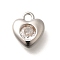 Brass Micro Pave Cubic Zirconia Charms, Cadmium Free & Nickel Free & Lead Free, Heart, Platinum, 9x8x2.5mm, Hole: 1.5mm