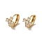 KC Gold Plated Brass Micro Pave Cubic Zirconia Hoop Earring, Cross, 12x9mm