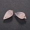 Teardrop Brass Gemstone Pendants, Platinum, Rose Quartz, 34x15mm, Hole: 4.5x3mm