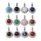 Natural & Synthetic Mixed Gemstone Pendants, Platinum Plated Brass Flat Round Charms, Rack Plating, Long-Lasting Plated, Mixed Dyed and Undyed, 35.5x22.5x15.5~16mm, Hole: 8x4mm
