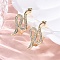 Brass Clear Cubic Zirconia Hoop Earrings, Snake, Real 18K Gold Plated, 22x11.5x13.5mm