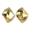 Irregular Rhombus Sew on Rhinestone, 2 Hole Links, Flat Back & Back Plated, Garment Accessories, Light Topaz, 17~17.5x13~14x4.5~5mm, Hole: 1mm, 28pcs/board