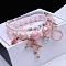 2Pcs 2 Styles Plastic & Glass Beaded Stretch Bracelets, Alloy Enamel Charms Bracelets for Women, Dolphin, Golden, Pink, Pink, Inner Diameter: 2-3/8 inch(6cm)