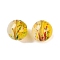 Handmade Lampwork Beads, Round with Flower, Two Tone, Gold, 12x12~12.5mm, Hole: 1.2~1.6mm