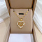 Heart with Word Love Brass with Rhinestone Pendant Necklaces, with 201 Stainless Steel Dapped Chains, Golden, 17.83 inch(45.3cm)