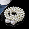 White Acrylic Imitiaotn Pearl Beaded Elastic Chain Belts with Alloy Buckles, Silver Color Plated, Bowknot, 600~800x20~30mm