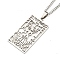 Non-Tarnish 304 Stainless Steel Pendant Necklaces, with Curb Chain, Rectangle with Tarot, Stainless Steel Color, 23.35~23.50 inch(59.3~59.7cm)