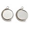 Zinc Alloy Pendant Cabochon Settings, Swivel Pendant Bezel Settings, Flat Round, Platinum, Tray: 20mm, 31.5x24.5x3.5mm, Hole: 2.5mm
