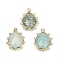 Natural Amazonite Faceted Pendants, with Rack Plating Brass Clear Cubic Zirconia Teardrop Charms, Golden, 21x15x5mm, Hole: 1.4mm