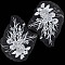 3D Flower Polyester Embroidery Sew on Flower Appliques, with Paillettes & Acrylic Rhinestones, Sewing Craft Decoration for Wedding Dress, Cheongsam, White, 350~400x270~290x6.5mm