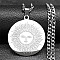 Non-Tarnish 201 Stainless Steel Pendant Necklaces, Flat Round with Sun Pattern, Stainless Steel Color, 23.70 inch(60.2cm)