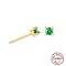 Golden Sterling Silver Micro Pave Cubic Zirconia Stud Earring, Square, Green, 3.2x3.2mm