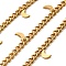 Ion Plating(IP) 304 Stainless Steel Curb Chains, Unwelded, with Spool, with Moon Charms, Golden, 5.5x3.5x0.5mm