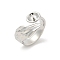 Brass Open Cuff Ring Settings, for Half-drilled Beads, Platinum, 5~15.5mm, Inner Diameter: 16mm