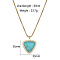Golden Tone Stainless Steel Pave Synthetic Turquoise Heart Pendant Necklaces, Clear Cubic Zirconia Jewelry for Daily Wear, 23.62 inch(60cm)