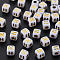 Opaque White Acrylic Beads, Metal Enlaced, Cube with Letters, Letter.H, 4.5mm, Hole: 2mm, about 5000pcs/500g
