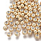 Brass Beads, with Rubber Inside, Slider Beads, Nickel Free, Round, Real 18K Gold Plated, 3x2.5mm, Hole: 1.5mm, Rubber Hole: 0.5mm
