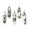 Natural Zebra Jasper Pointed Pendants, with Platinum Tone Brass Findings, Bullet, 39.5x12x11.5mm, Hole: 4.5x2.8mm