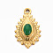 304 Stainless Steel Pendants, with White Jade, Teardrop, Dyed & Heated, Sea Green, 22x14x5mm, Hole: 1.6mm
