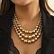 CCB Multi Layer Geometric Metal Round Bead Necklaces, Golden, 17.99 inch(45.7cm)