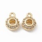 Brass Micro Pave Cubic Zirconia Charms, Cadmium Free & Nickel Free & Lead Free, Rondelle Charms, with Open Loop, Real 18K Gold Plated, 11x8x5mm, Hole: 1.5mm