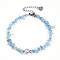 Natural Aquamarine Chip Beads Bracelets for Women, with Stainless Steel Lobster Claw Clasps & Quartz Crystal Beads, 7-1/8 inch(18.2cm), 58~61mm Extender, Inner Diameter: 2-1/8~2-1/4 inch(5.45~5.65cm), Crysta: 6~7.5mm in diameter