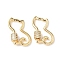 Brass Micro Pave Clear Cubic Zirconia Screw Carabiner Lock Charms, Cadmium Free & Nickel Free & Lead Free, Real 18K Gold Plated, Cat Shape, 25.5x17x2mm