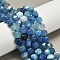 Dyed Natural Banded Agate Beads Strands, Star Cut Round Beads, Faceted, Royal Blue, 9.5~10x9~10x9~10mm, Hole: 1~1.2mm, about 36~38pcs/strand, 13.58~14.37''(34.5~36.5cm)