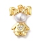 Brass Micro Pave Cubic Zirconia Pendants, with Plastic Imitation Pearl, Cadmium Free & Lead Free, Long-Lasting Plated, Women, Real 18K Gold Plated, 20x14.5x8.5mm, Hole: 4x3mm