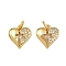 Brass Micro Pave Cubic Zirconia Pendants, Heart Charms, with Jump Ring, Real 16K Gold Plated, 12x11.5x2.5mm, Hole: 3.5mm