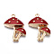 Eco-Friendly Alloy Enamel Pendants, Cadmium Free & Lead Free & Nickel Free, Mushroom, Light Gold, Red, 26.5x20x5mm, Hole: 1.8mm