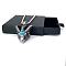 Stainless Steel Pave Synthetic Turquoise Men's Dragon Head Pendant Necklaces, Stainless Steel Color