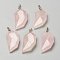 Natural Rose Quartz Pendants, Lover Half Heart Stone Faceted Charms with Platinum Brass Snap on Bails, 39x21x8.5mm, Hole: 4x3.5mm