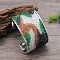 Colorful Iron Rhinestone Pattern Wide Cuff Bangles for Women, Light Gold, Wave Shape, Inner Diameter: 2-1/2 inch(6.2cm), 48mm