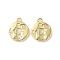 Brass Pendants, Flat Round Charm, Lead Free & Cadmium Free, Long-Lasting Plated, Real 18K Gold Plated, 12x10.5x2.5mm, Hole: 1.2mm