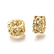 Brass Micro Pave Cubic Zirconia European Beads, Flat Round with Heart, Rack Plating, Cadmium Free & Lead Free, Long-Lasting Plated, Golden, 8x4.5mm, Hole: 5mm