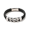 304 Stainless Steel Curb Chains Link Bracelet with Magnetic Clasp, Gothic Bracelet with Microfiber Leather Cord for Men Women, Black, 8-7/8 inch(22.5cm)
