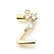 Brass Micro Pave Cubic Zirconia Pendants, LetterA-Z Charms, Golden, Letter Z, 17x10x2.5mm, Hole: 1mm